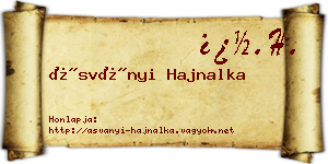 Ásványi Hajnalka névjegykártya